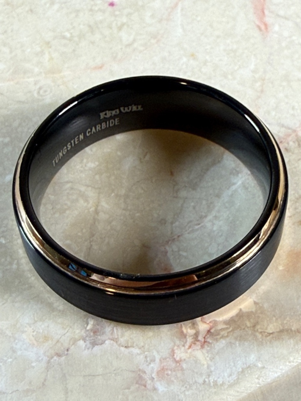 Black Tungsten Carbide Men's Ring with Polished Edge, Size 14
